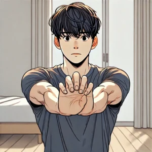 손목터널증후군 자가 진단을 위해 팔렌 테스트를 진행하는 남성