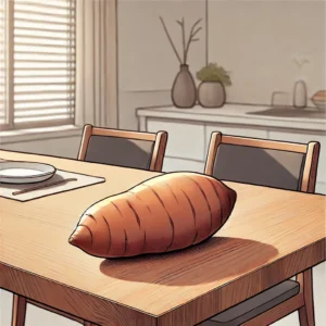 칼륨이 풍부한 대표 음식 고구마가 식탁 위에 놓여 있는 모습