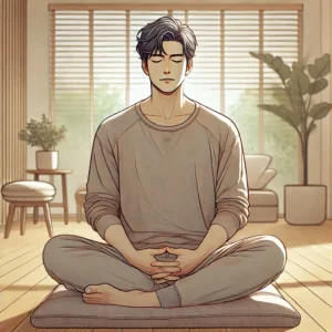 심호흡과 명상으로 스트레스를 관리하는 남성