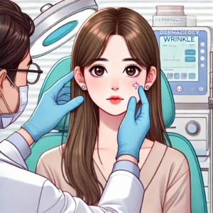 피부과에서 주름 검사를 받는 30대 여성