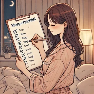 수면 점검표를 작성 중인 여성