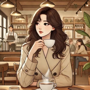 매장에서 커피를 마시는 여성, 불면증 유발 음식의 예시