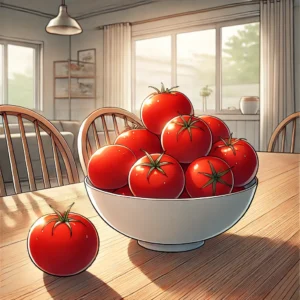 고혈압 관리를 위한 식탁 위의 신선한 토마토
