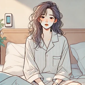 자는 도중 자주 깨는 여성의 모습