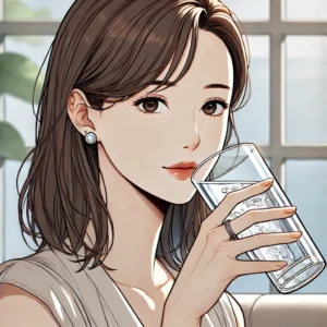 차가운 물을 마시는 30대 여성