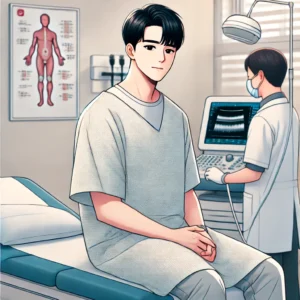 초음파 검사를 받는 40대 남성