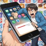 아이폰 저장공간 늘리려고 하는 모습의 남자