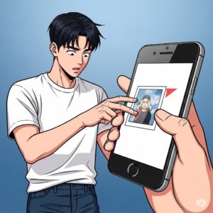 아이폰에서 삭제한 사진을 복구하는 설정 화면을 보고 있는 사용자
