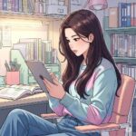 아이패드를 보고있는 여성