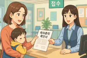 육아휴직 중 아기와 함께 시간을 보내는 부모의 모습