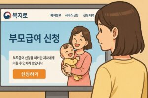 복지로 홈페이지에서 부모급여 신청 화면을 확인하는 모습