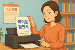 어린이집 미이용 확인서를 출력하는 보호자의 모습