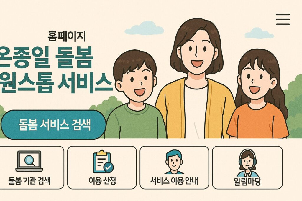 "온종일 돌봄 원스톱 서비스 홈페이지 메인 화면"