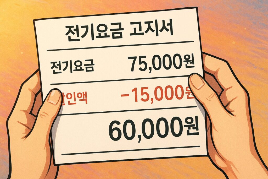 "전기요금 고지서를 손에 들고 확인하는 모습"