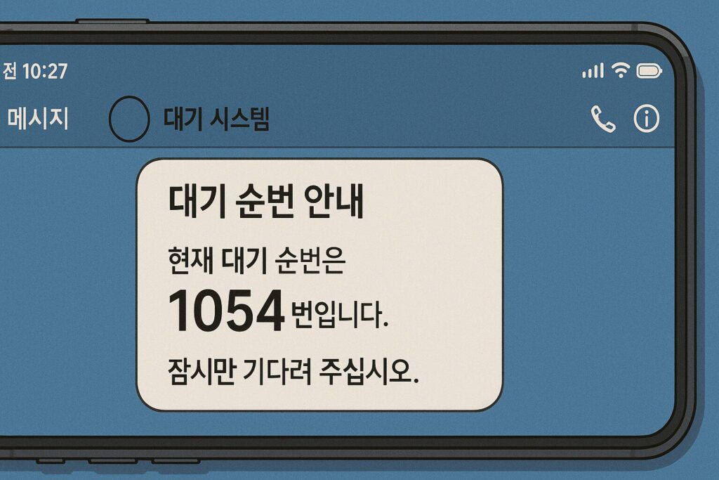 "대기자 순번 안내 문자 메시지 화면"