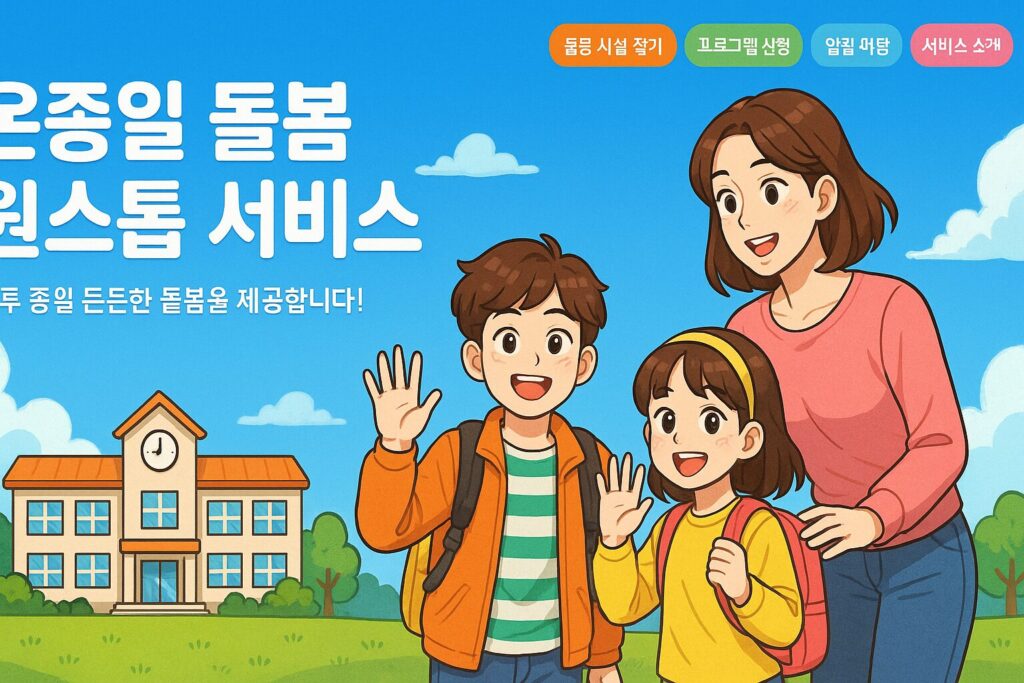 "온종일 돌봄 원스톱 서비스 홈페이지 메인 화면"