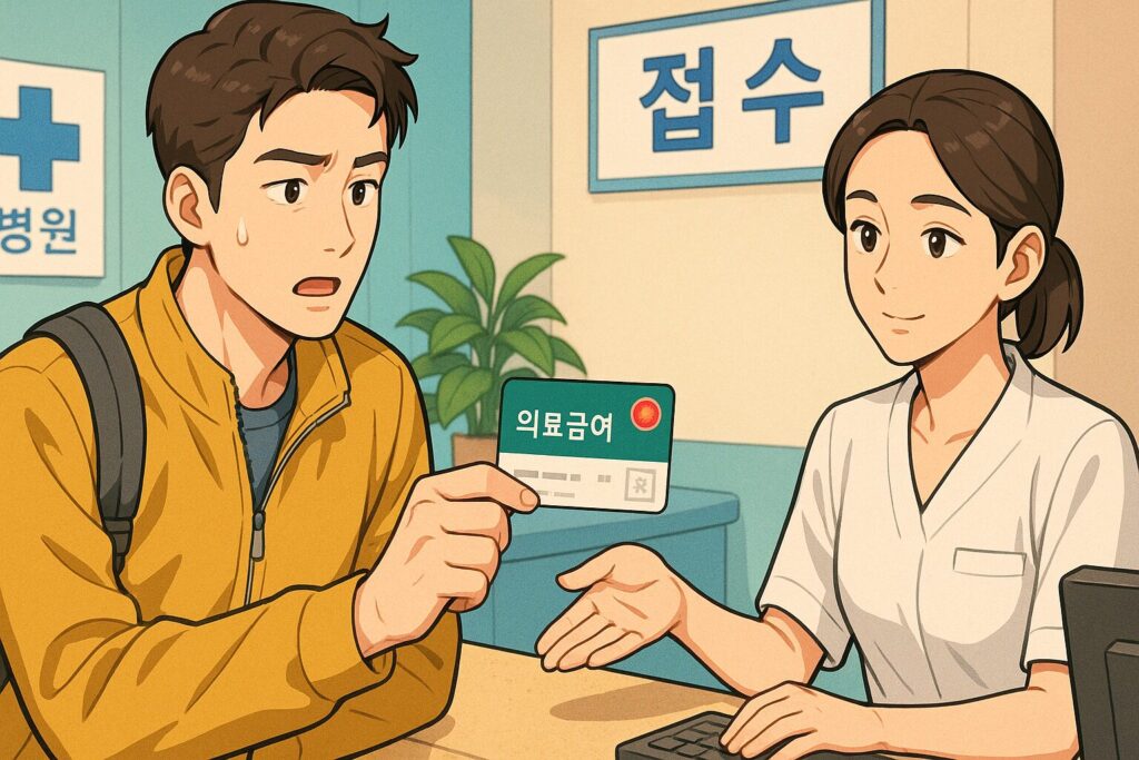 "의료급여 카드를 병원에서 사용하는 환자"