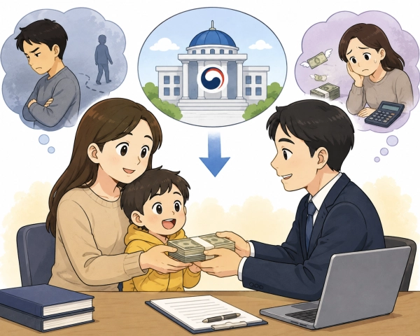 양육비선지급 만화일러스트